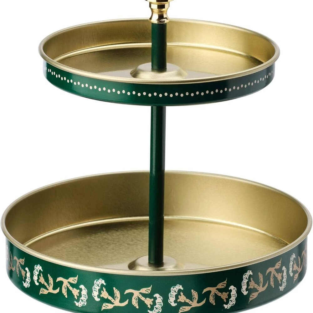 NWT IKEA Anilinare Metal 2 Tier Desk Organizer Round Green Gold